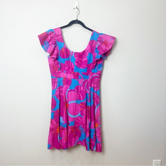 Tuckernuck Cameran Eubanks Wild Azalea Edisto Dress Pink Blue Ruffle - Picture 6 of 12